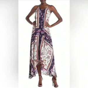 Nanette Lepore Women's Slvls V Nk Maxi Dress in Dark Navy Multi Print Size 2